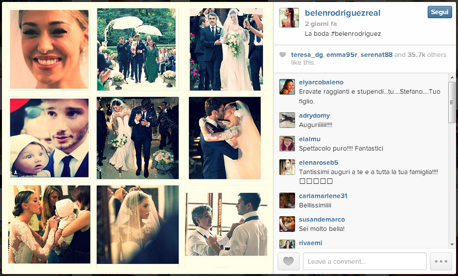Belen Rodriguez e Stefano De Martino. Le immagini del matrimonio su Instagram